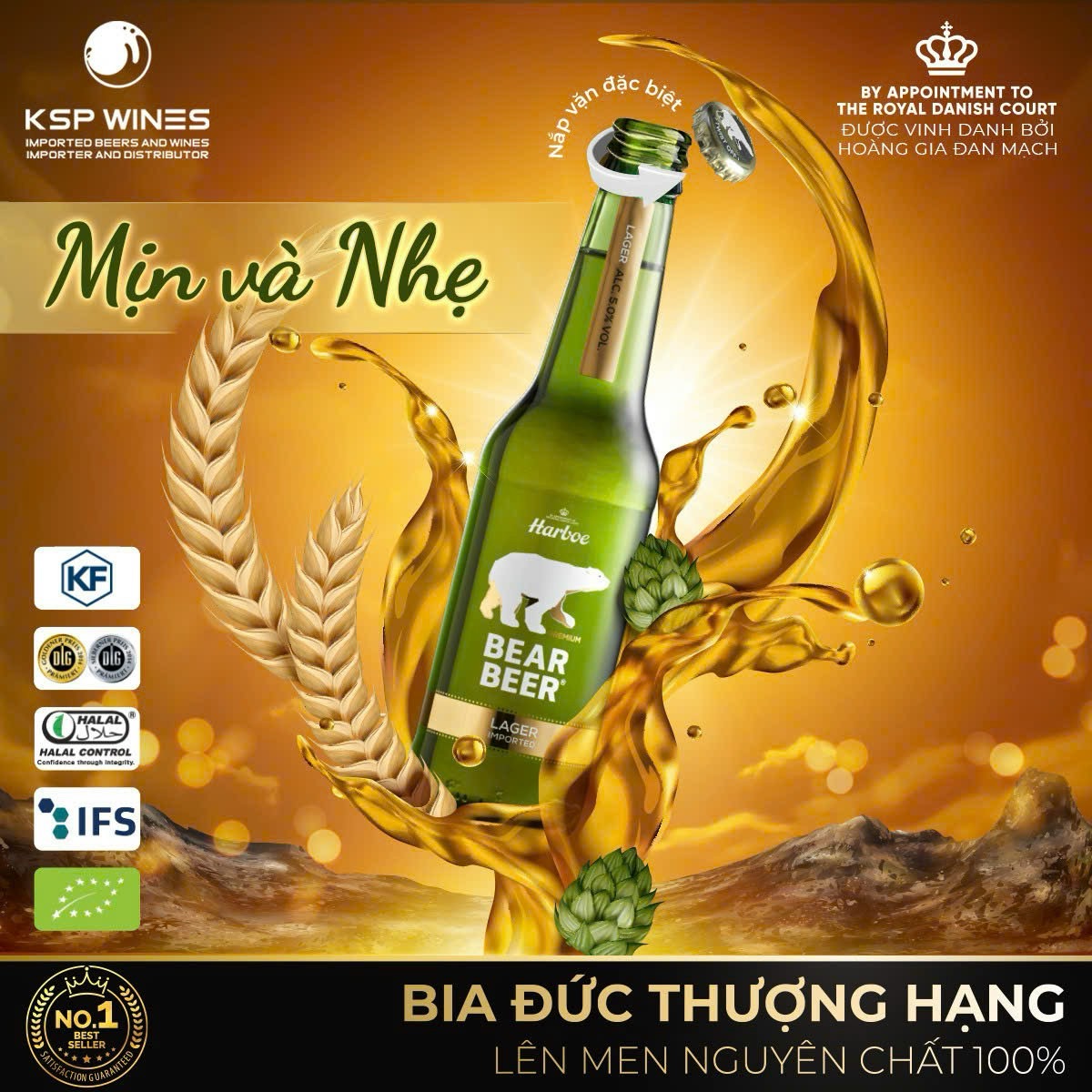 BIA GẤU HARBOE ĐỨC LAGER 24 CHAI 330ml