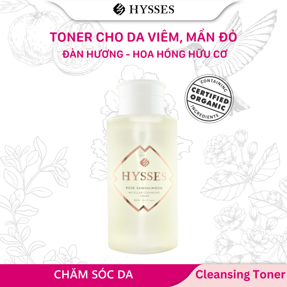Nước Cân Bằng Cao Cấp Hysses Micellar Cleansing Toner Làm Sạch Sâu Cặn Trang Điểm Và Bụi Bẩn, Dưỡng Ẩm Chuyên Sâu, Mờ Nếp Nhăn Với Tinh Dầu Gỗ Đàn Hương - Hoa Hồng Hữu Cơ Tự Nhiên