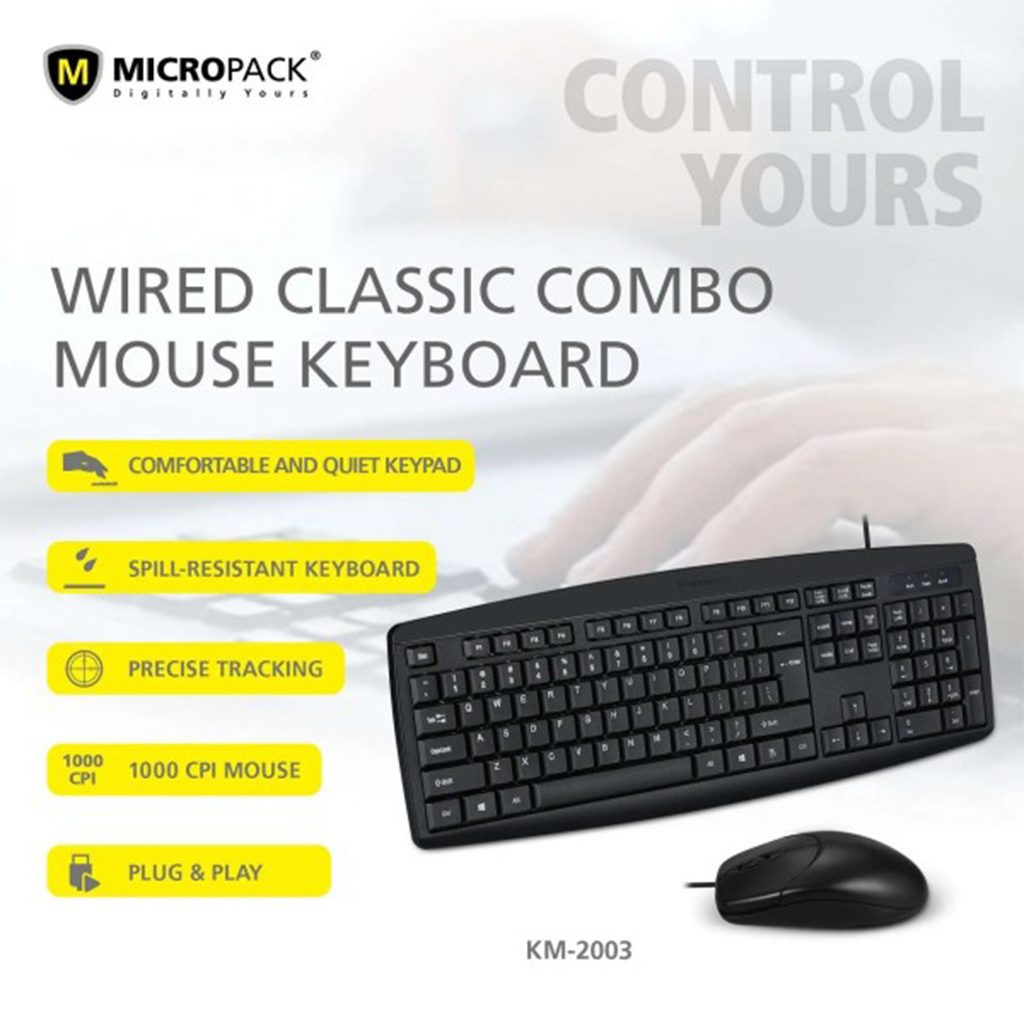 Bộ bàn phím chuột có dây MicroPack COMBO LITE KM-2003 - Hàng Chính Hãng