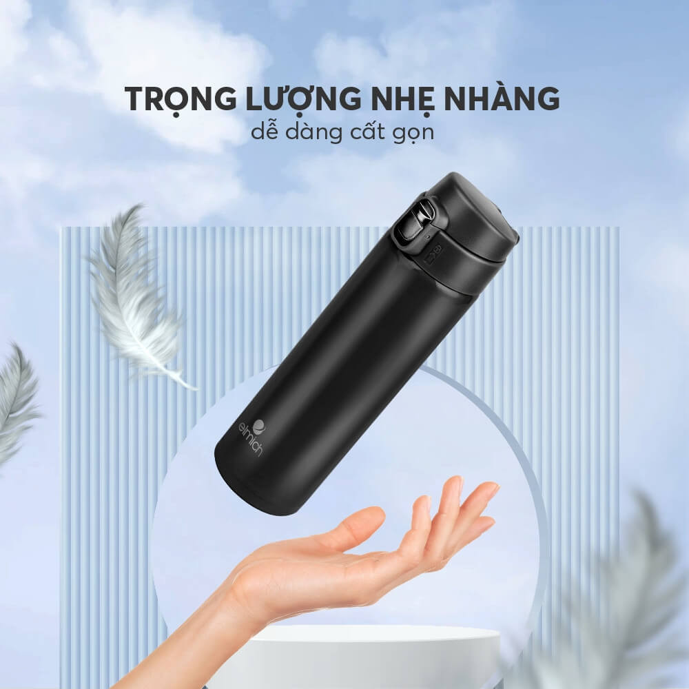 Bình Giữ Nhiệt Inox 304, Tráng bạc Elmich EL-8295 (Dung tích 500ml, Giữ Nóng 8h - Giữ Lạnh 12h) - Hàng Chính Hãng