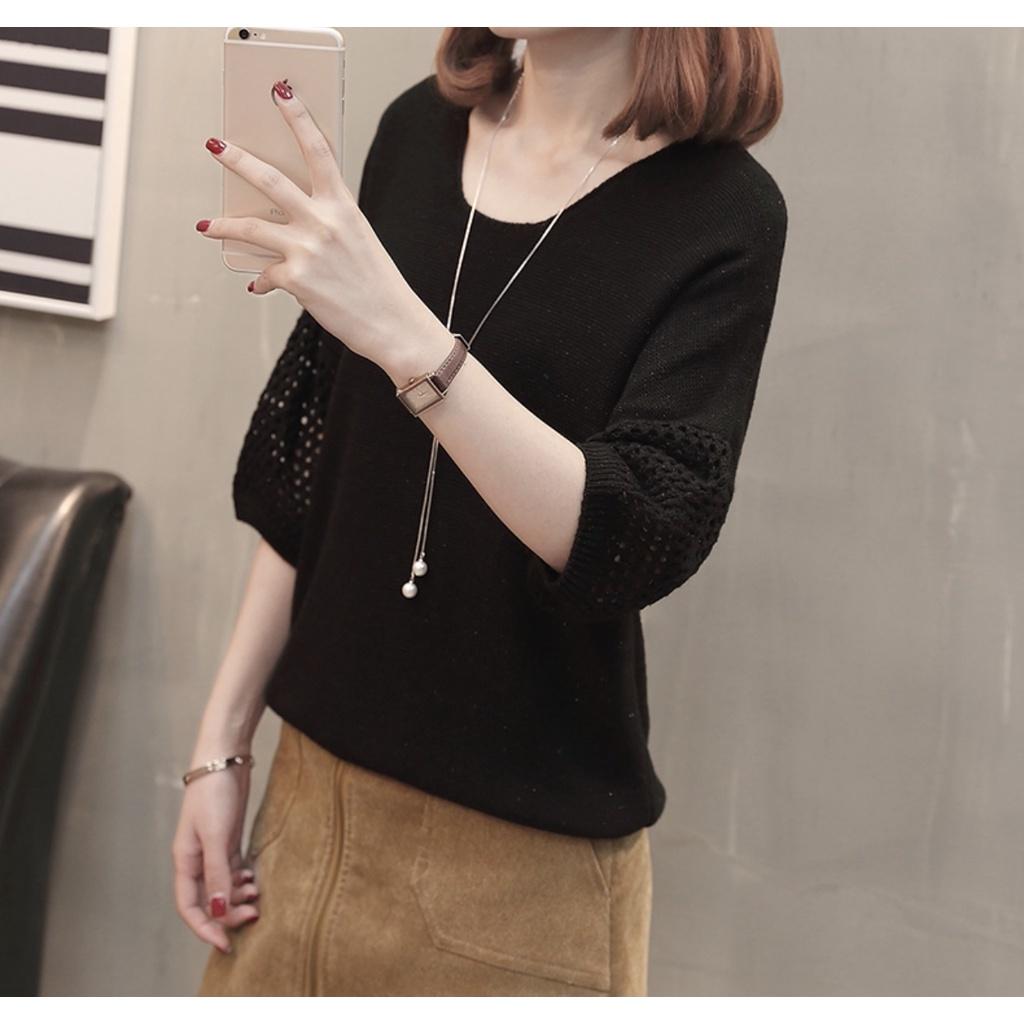 MS318 Áo len dáng suông tay lỗ