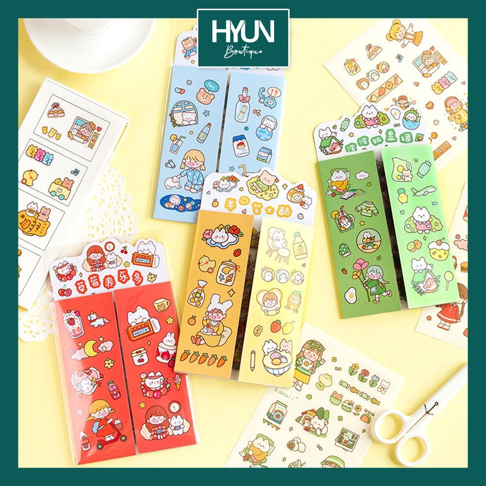 SET 10 tờ Sticker dán PVC và Washi Trang trí sổ tay Bullet Journal DIY