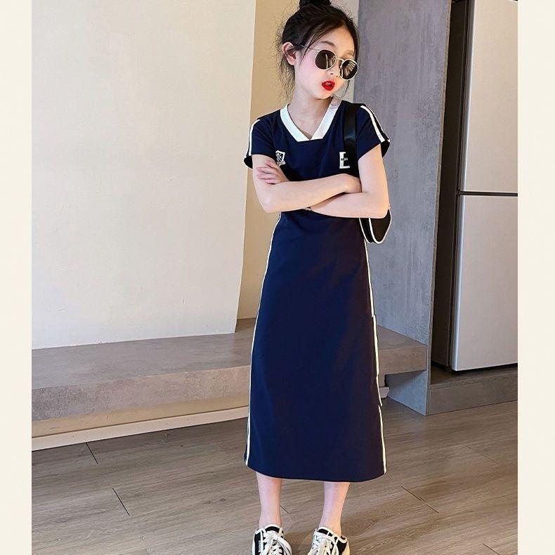 TOBE1SHOP Cô gái ăn mặc cotton mùa hè mỏng 2023 học sinh trung học cơ sở trẻ em lớn tây lưới váy vừa vặn màu đỏ