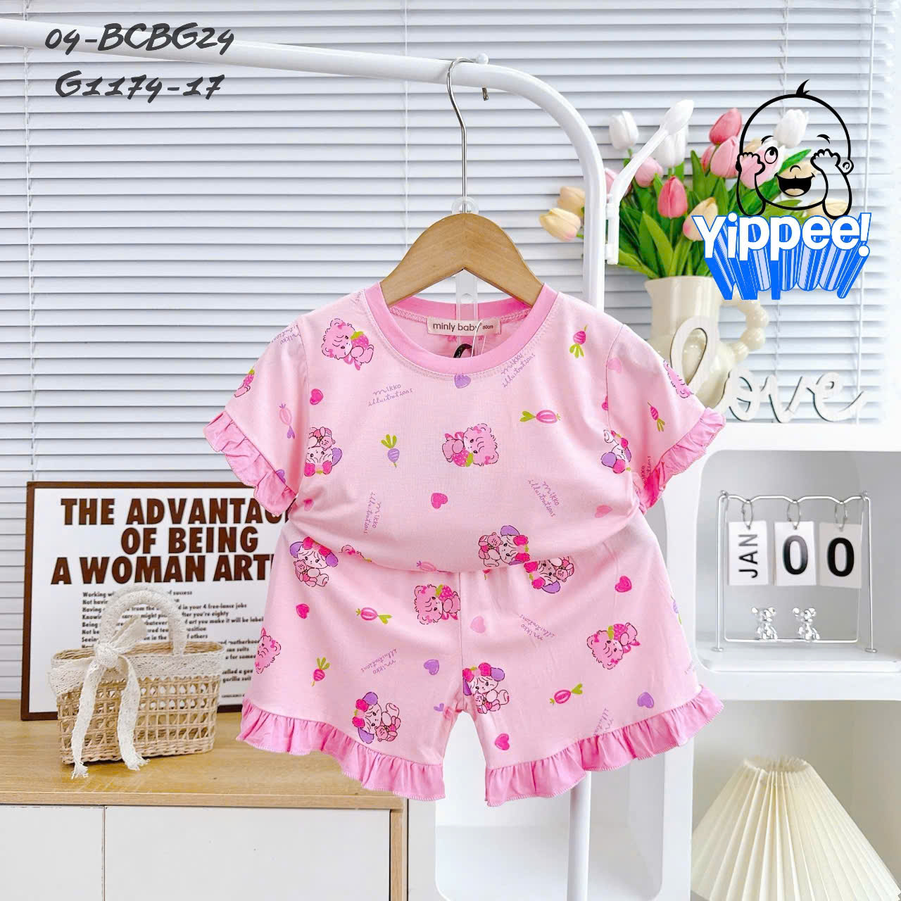Đồ bộ bé gái, bộ cộc tay cho bé sơ sinh size 5-18kg chất thun lạnh mềm mịn mát