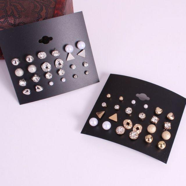 Set 12 đôi bông tai 1 vỉ