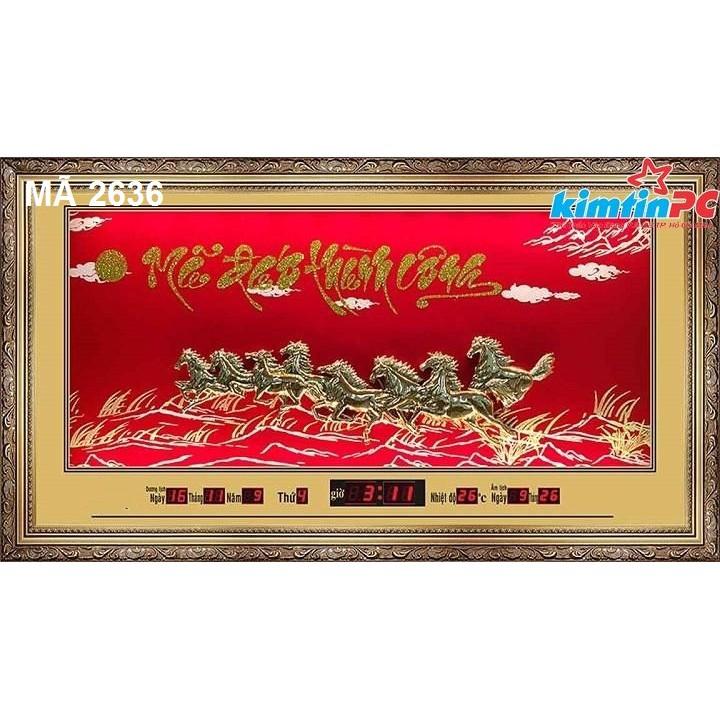 Lịch vạn niên - Đồng hồ - Tranh đá xi vàng – Khổ 50x90cm – mã 2636