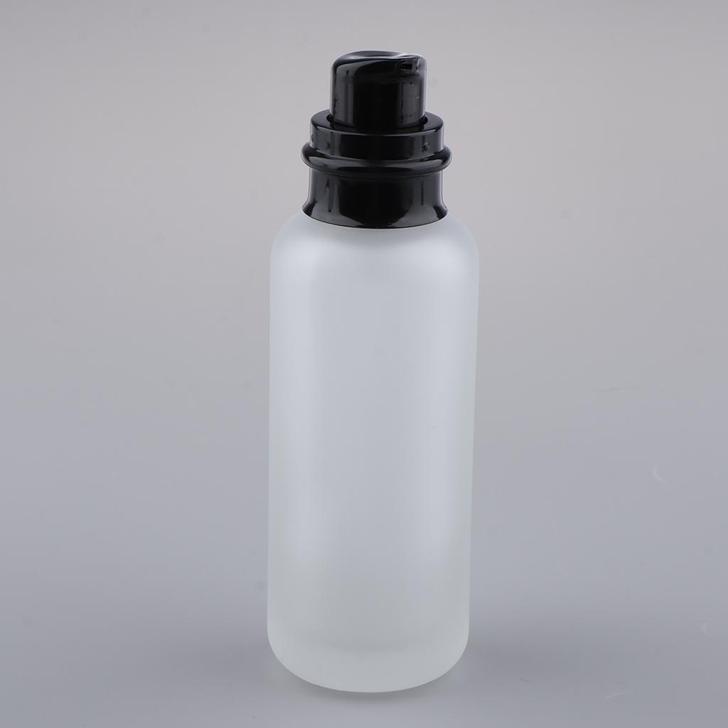 2x Empty Glass Makeup Container Lotion Cream Jar Pump Bottle Case for Travel