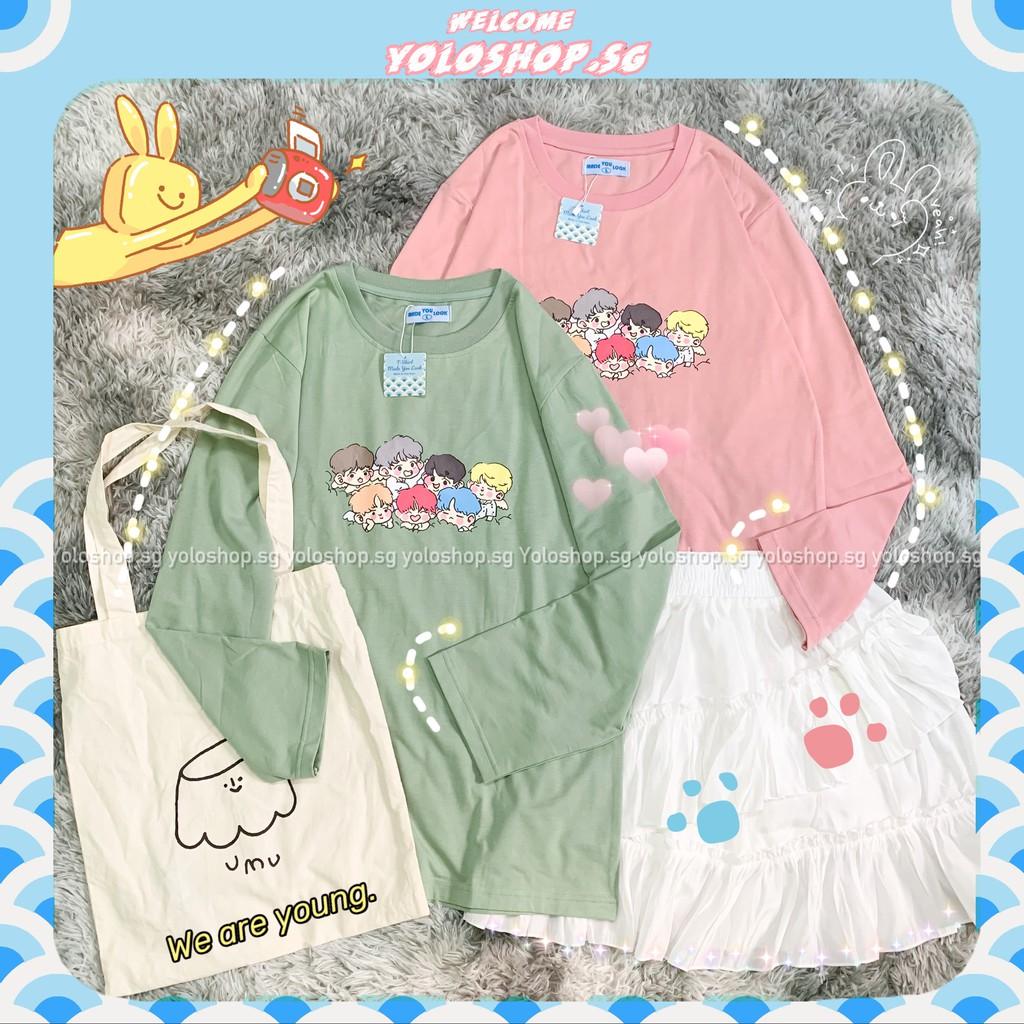 Áo Thun Tay Dài Unisex Form Rộng BTS Thu Đông