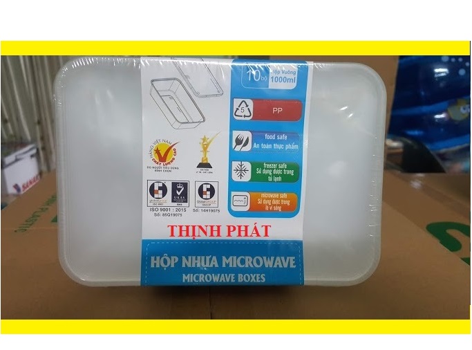 Lốc 10 hộp nhựa đựng thực phẩm chữ nhật có nắp Microwave trong suốt trữ đông an toàn- dung tích 550ml 750ml 1000ml