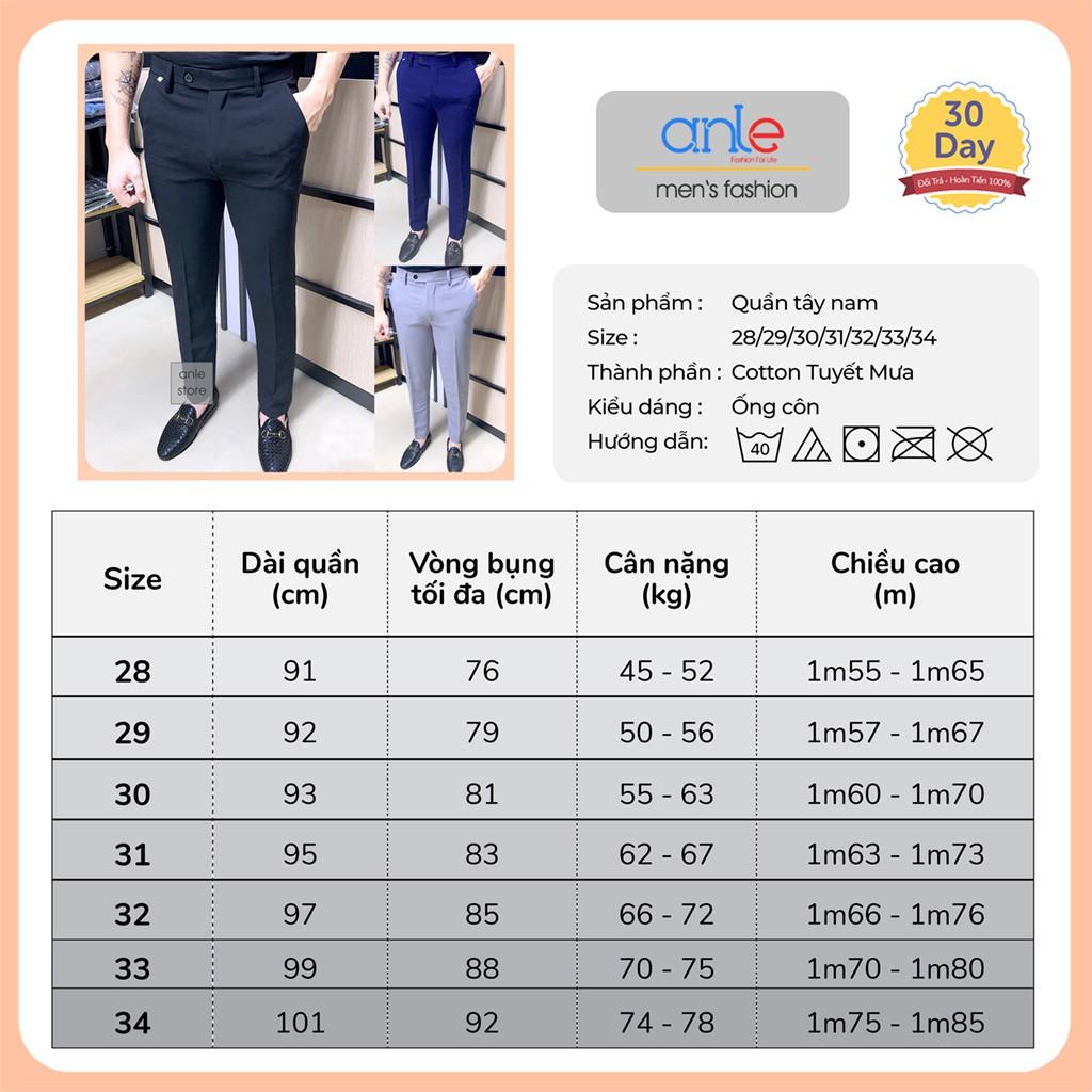 Quần tây nam SlimFit ống côn Hàn Quốc - Quần âu nam Co dãn Chống nhăn giữ form - Anle Store