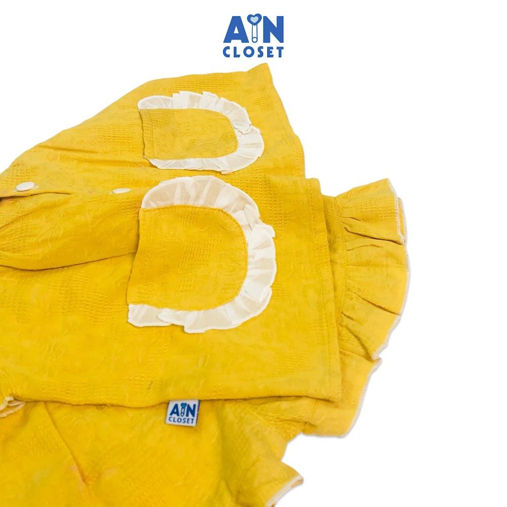 Bộ quần áo ngắn bé gái họa tiết Vàng trơn nơ trắng cotton dệt - AICDBGO9WMHH - AIN Closet