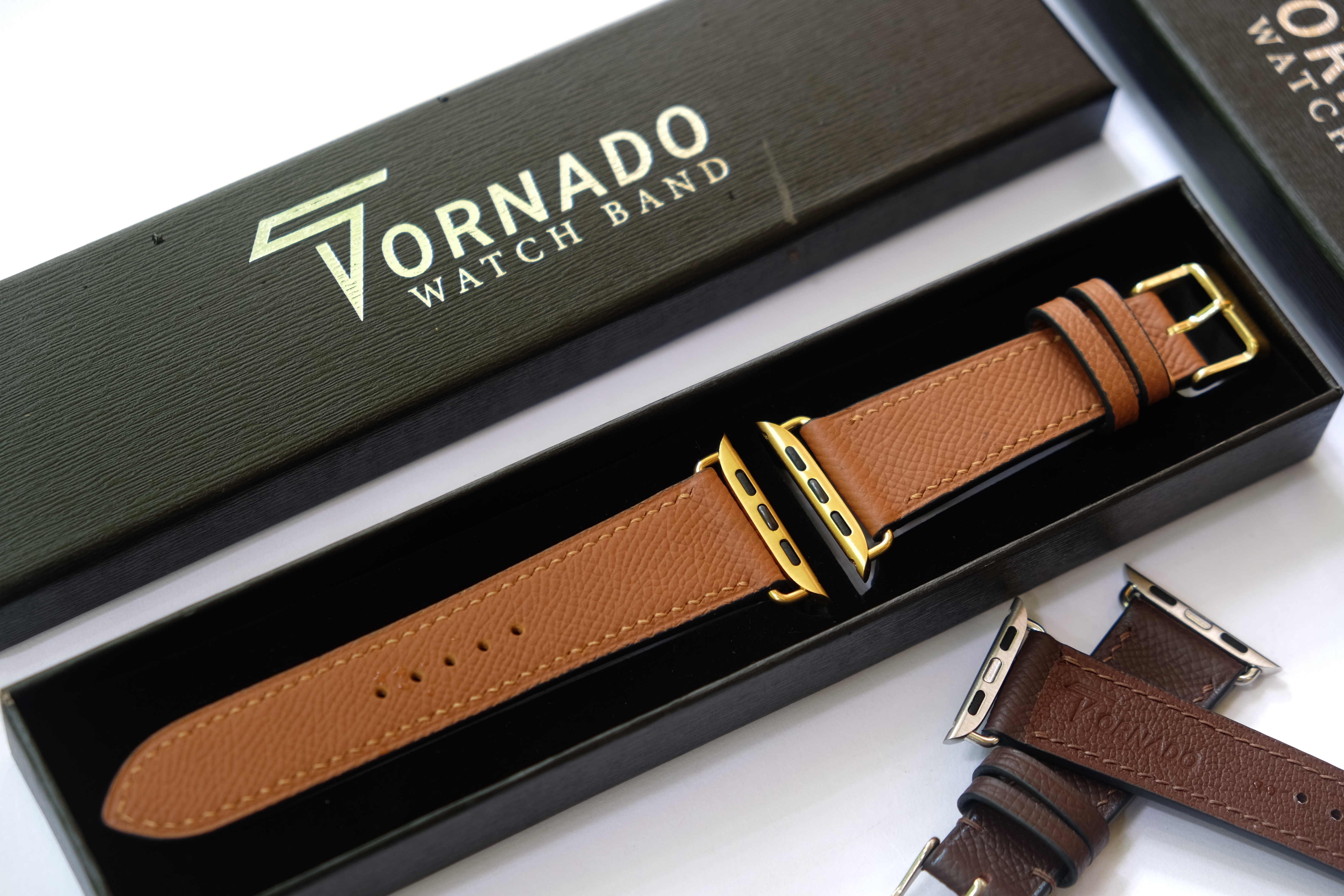 Dây da thật cao cấp NHẬP KHẨU cho đồng hồ Apple watch Handmade Tornado - Màu Nâu