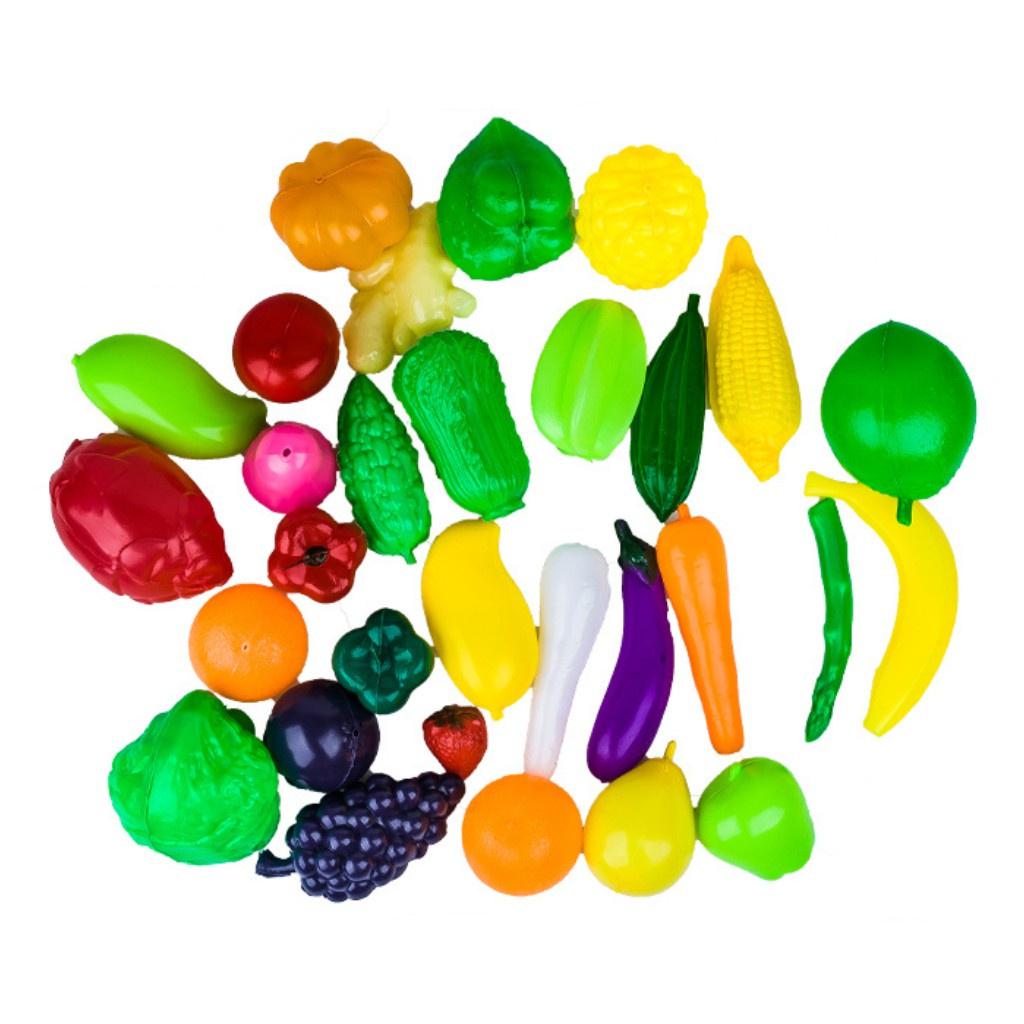 Đồ chơi 30 loại trái cây rau củ quả HT636 - Size to, chất liệu nhựa nguyên sinh an toàn cho trẻ