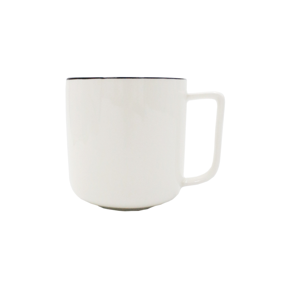 Cốc | JYSK nID | sứ trắng bóng viền đen | 12.3x9.1x9.7cm