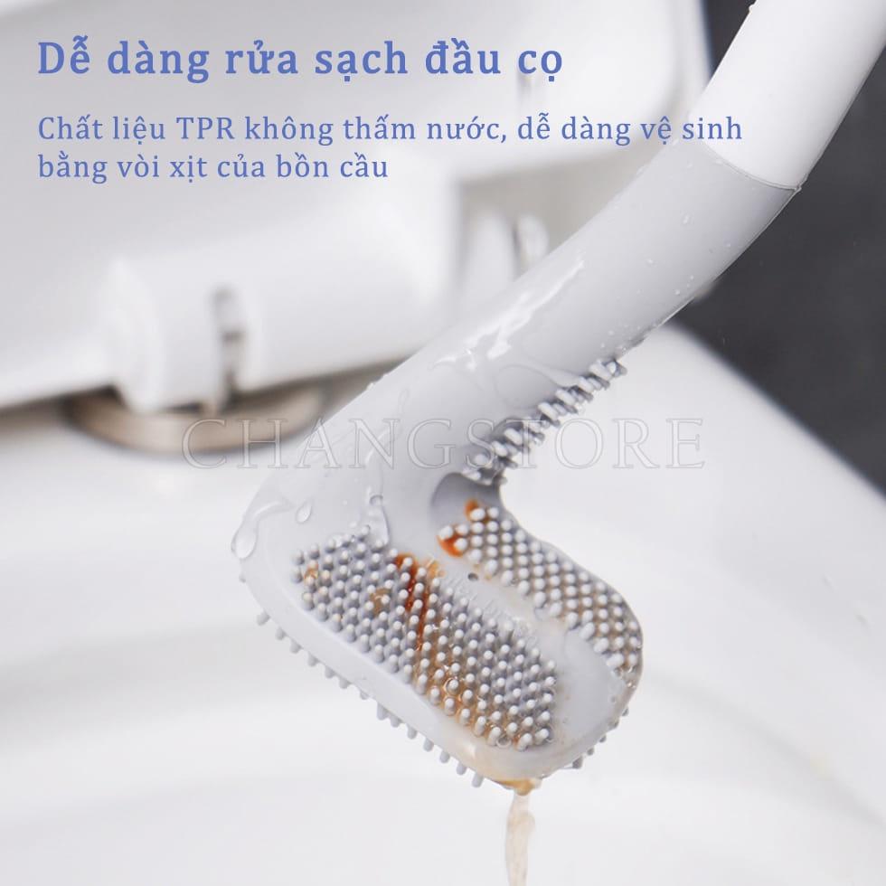 Chổi cọ Toilet Silicon hình gậy đánh gold thông minh, chổi cọ đầu thuôn nhỏ dễ dàng cọ sạch, chống xước bồn cầu