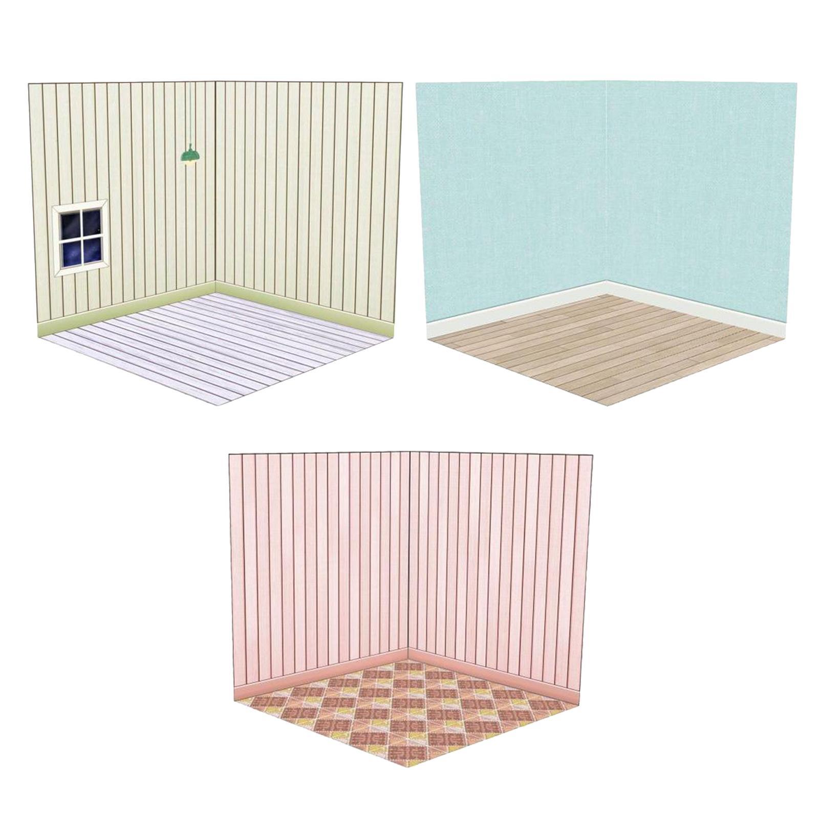 3x 1:12 Dollhouse Display Board Dollhouse Background Board for Unisex