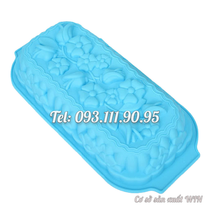 Khuôn silicon làm đế bánh, rau câu, bánh mì hình chữ nhật các loại hoa - Loại 32 cm - Mã số 1127