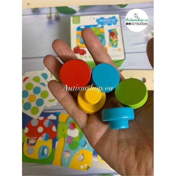 Bộ đồ xếp gỗ màu montessori