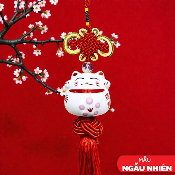 Dây Mèo May Mắn Treo Xe - Màu Trắng (Dây Màu Ngẫu Nhiên)