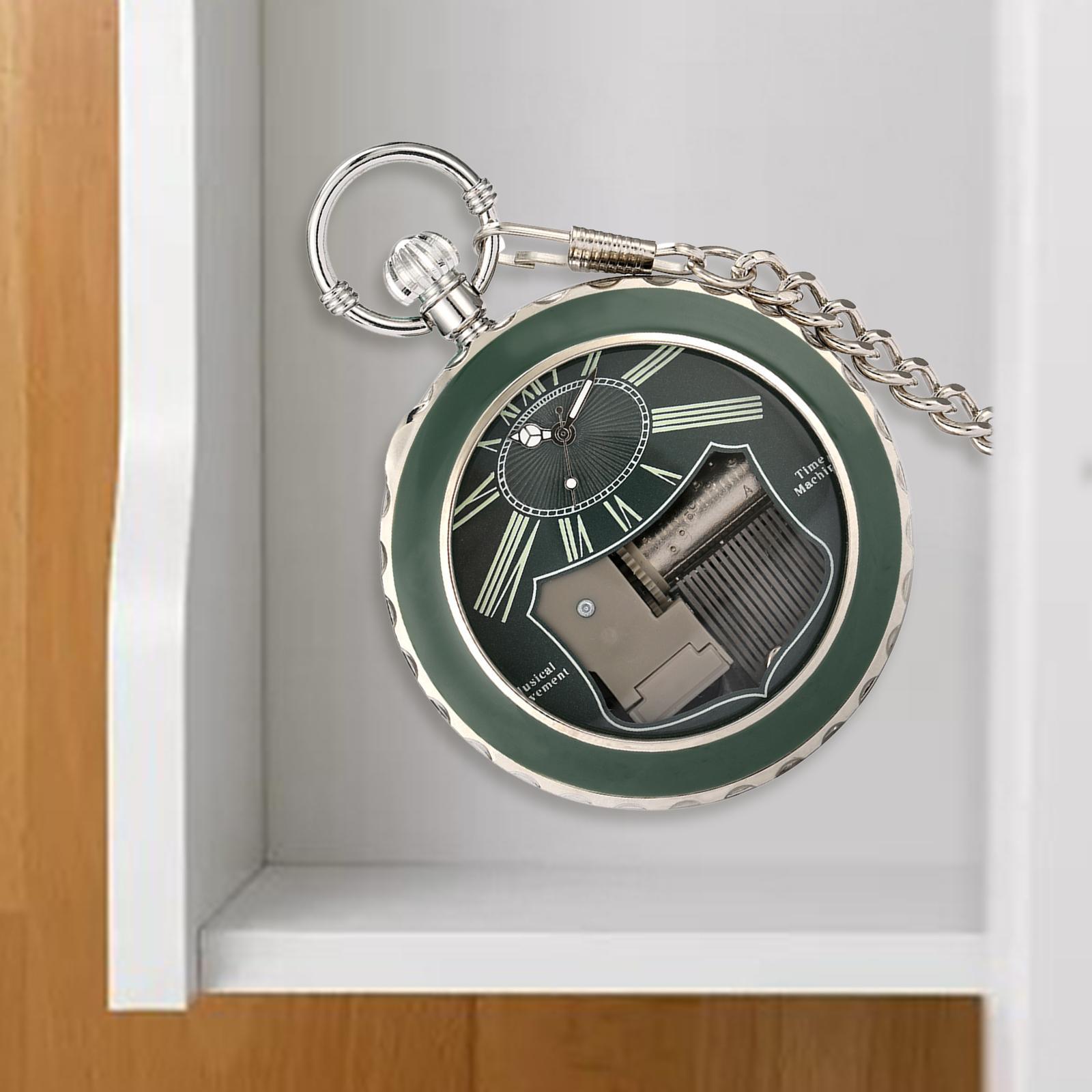 2Pieces Quartz Pocket Watch Musical Movement Retro for Graduation Son