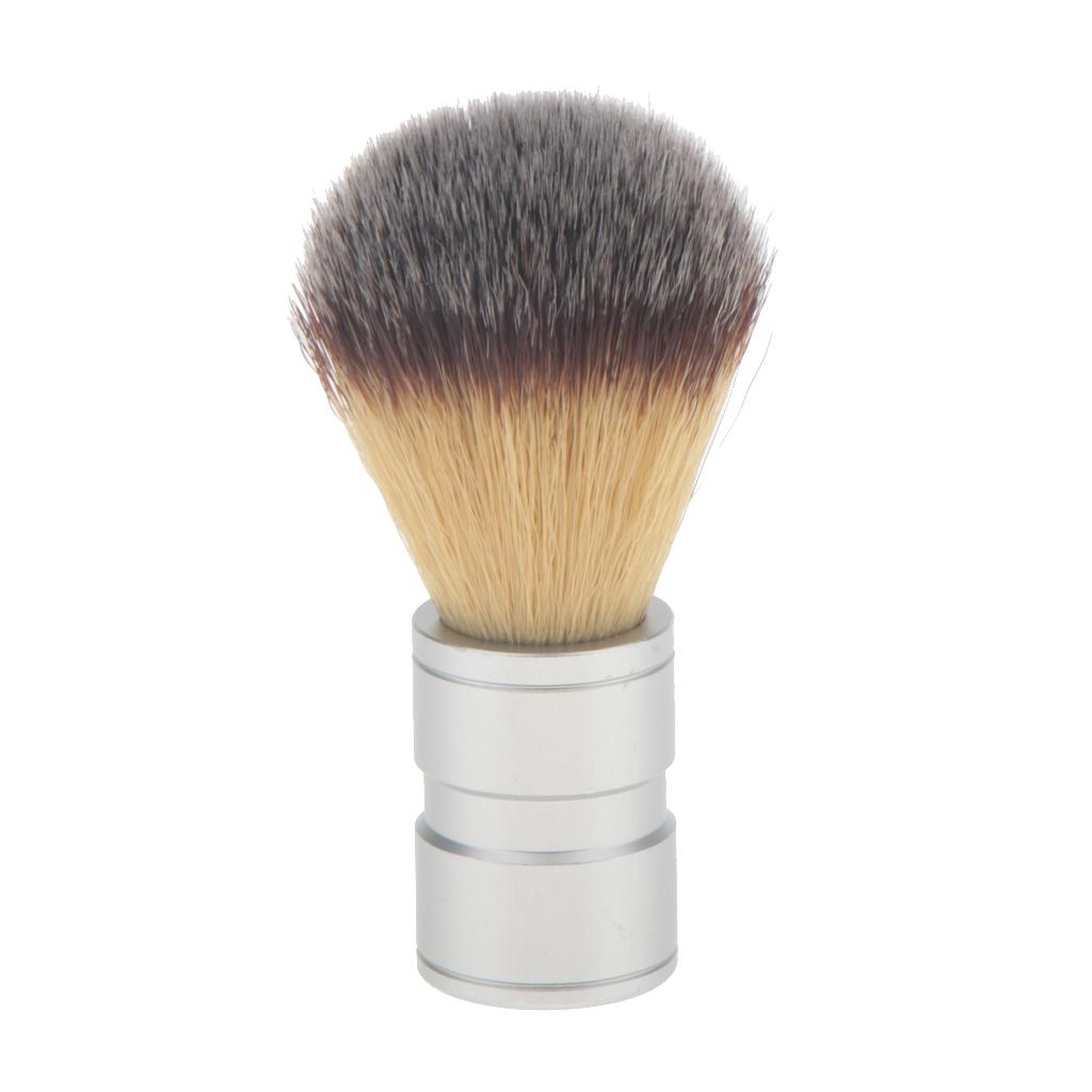 Men's Facial Shaving Nylon Hair Brush Alloy Handle Shave Tool Beard Clean