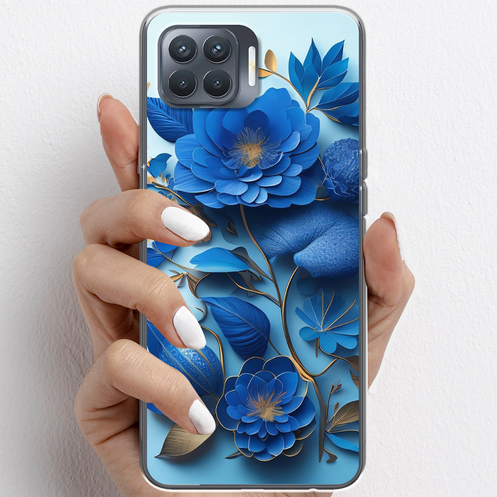 Ốp lưng cho Oppo A53, Oppo A93 nhựa TPU mẫu Hoa xanh dương