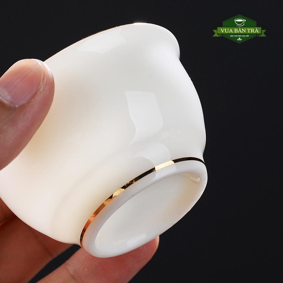 Bộ Ấm Chén Uống Trà Gốm Sứ Bạch Định Thấu Quang Cao Cấp