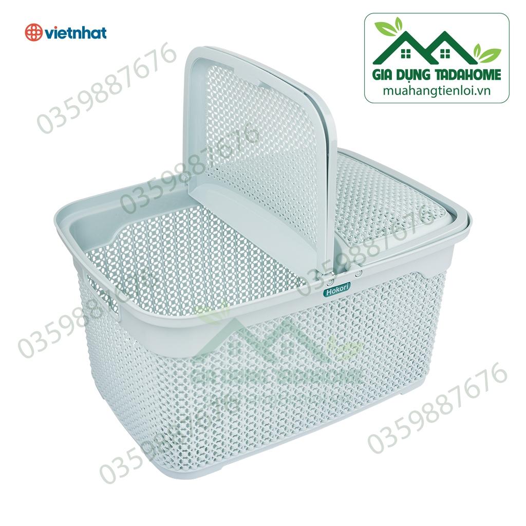 GIỎ  NẮP ĐI SINH, ĐỰNG QUẦN ÁO EM BÉ TIỆN DỤNG CHẤM BI HOKORI 2609 VIỆT NHẬT - TADAHOME