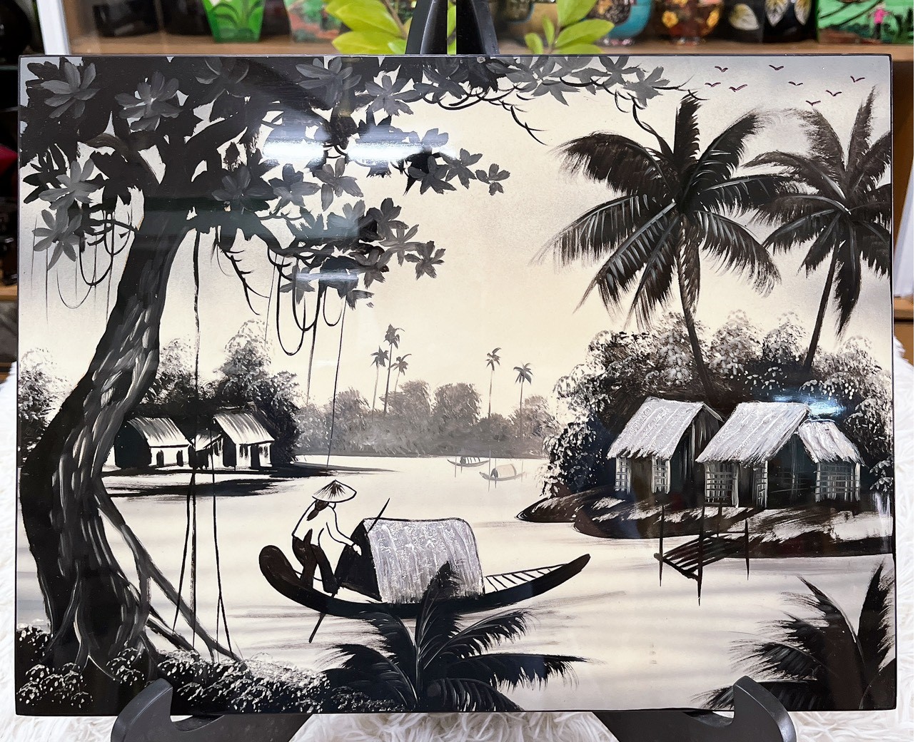 Tranh sơn mài - ĐỒNG QUÊ VIỆT NAM -Hàng xuất khẩu size 30x40 cm