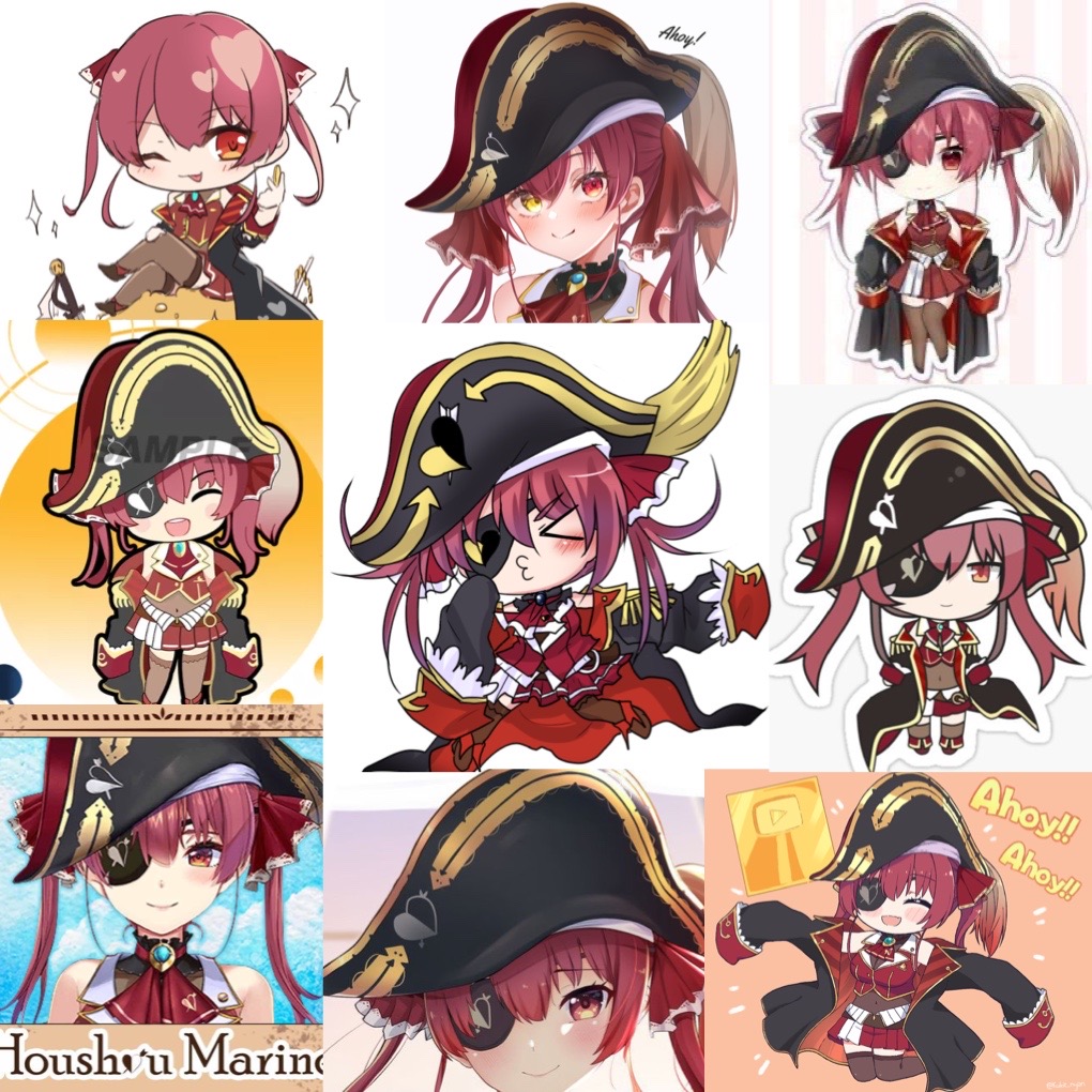 Ảnh Sticker Vtuber Houshou marine Hololive 30-60 cái ép lụa khác nhau/ hình dán Houshou marine