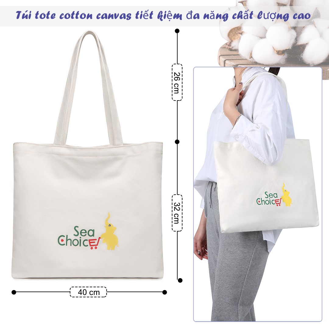 Túi Tote Bằng Vải Canvas Sea Choice Đeo Vai Đa Năng Sức Chứa Lớn Thời Trang Cho Nữ Thích Hợp Cho DIY/Mua Sắm/Quà Tặng