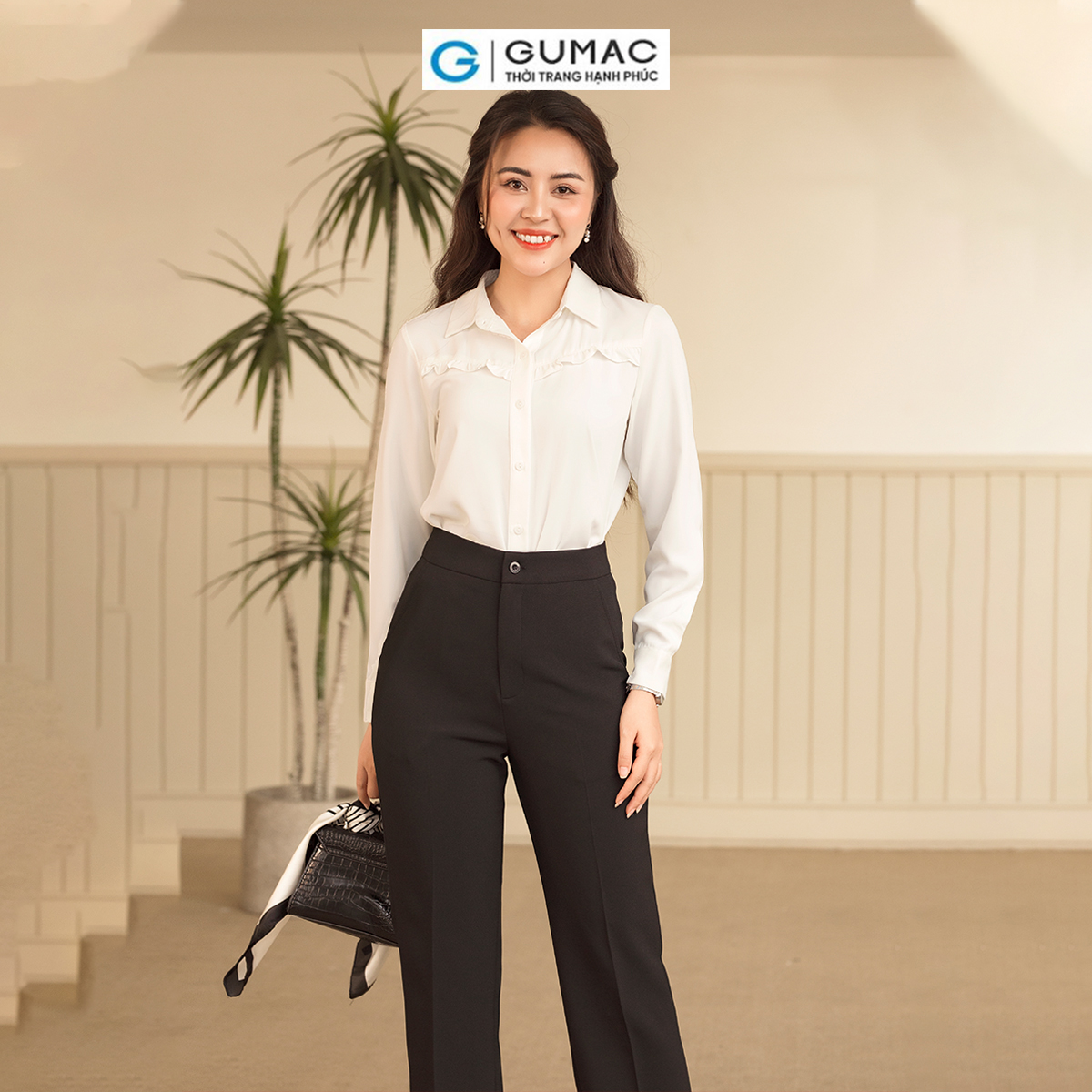 Quần ống đứng túi le mí công sở thanh lịch tôn dáng thời trang GUMAC QD06036