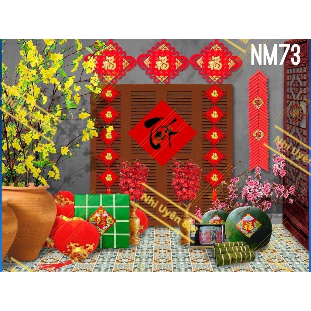 Tranh vải decor / Thảm vải treo tường / Thảm vải chụp ảnh chủ đề Tết (mã NM73)