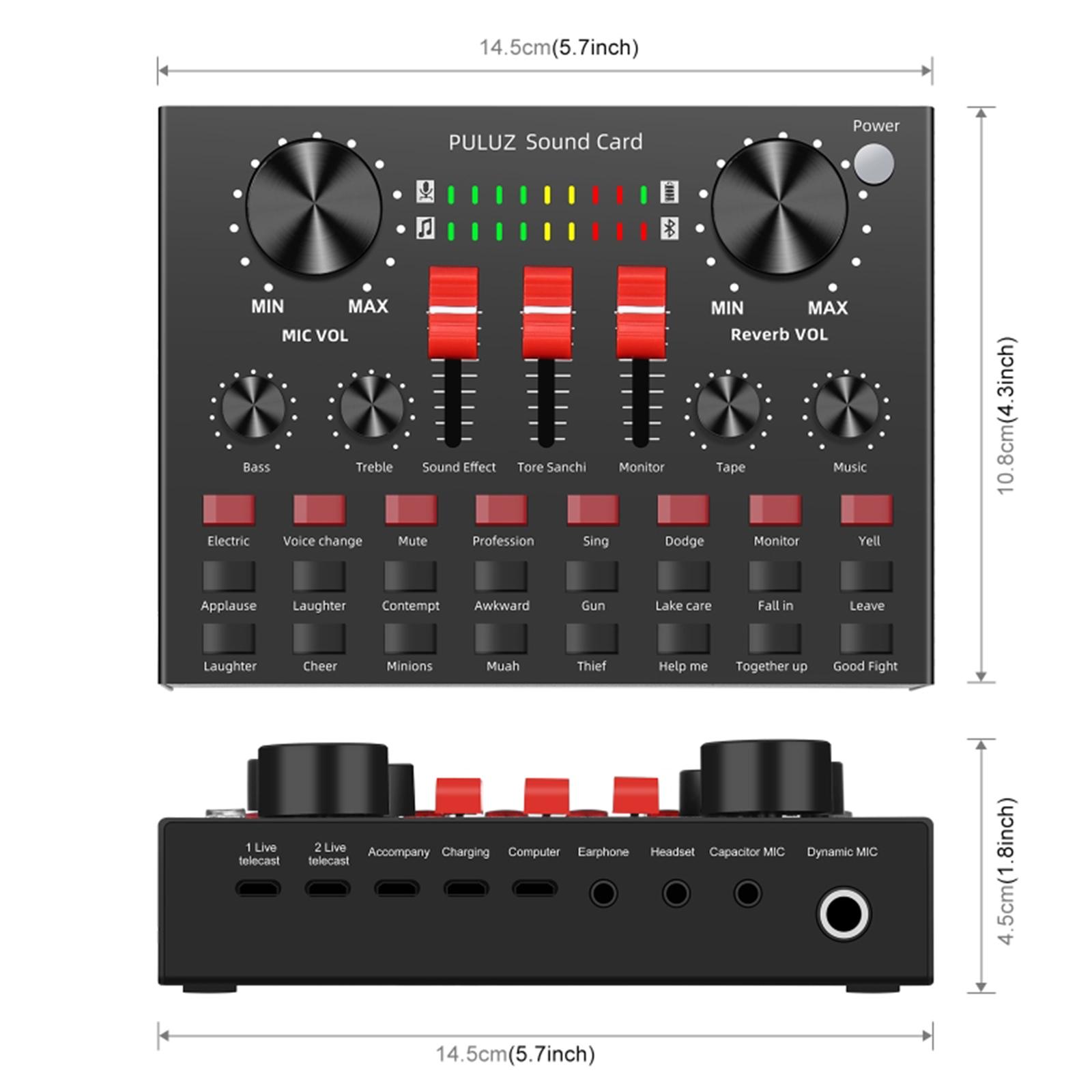 Sound Card Karaoke Singing Recording Sound Mixer for Audio /Broadcast/Live