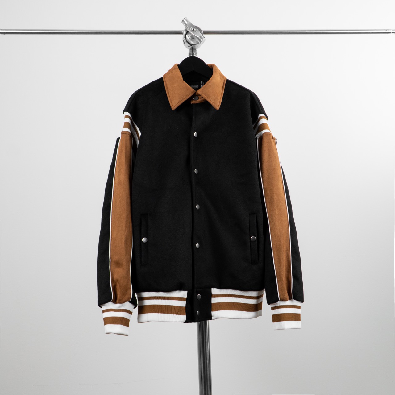 Áo khoác Bomber Varsity jacket The Bad God phối da lộn nâu