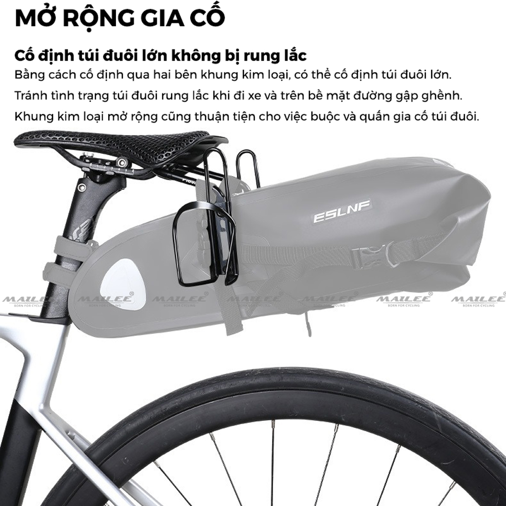 Khung Giá Đỡ Bình Nước Đôi YQ-08 tiện dụng (loại lớn) có khoảng rộng giữa kết hợp làm khung Túi Hậu Xe Đạp Chống Nước, Ổn Định Phượt Địa Hình - Mai Lee