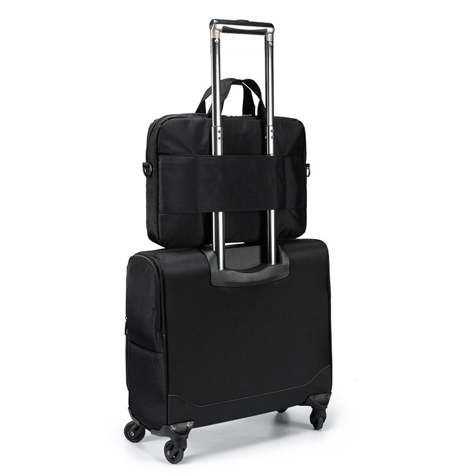 Combo bộ vali vải chống nước size 16 và cặp đựng laptop 14 inch màu đen TT554