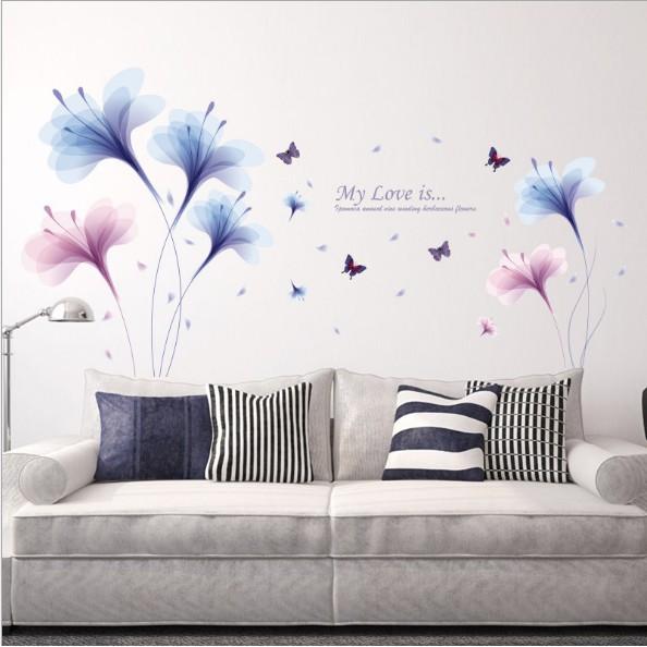 Decal trang trí Hoa Ly Thủy Tinh Xanh