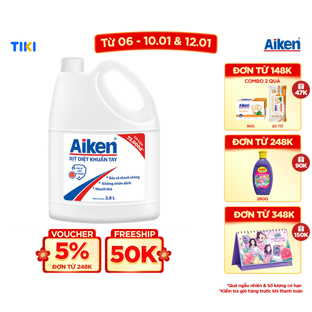 Nước Diệt Khuẩn Tay Aiken 3.8L