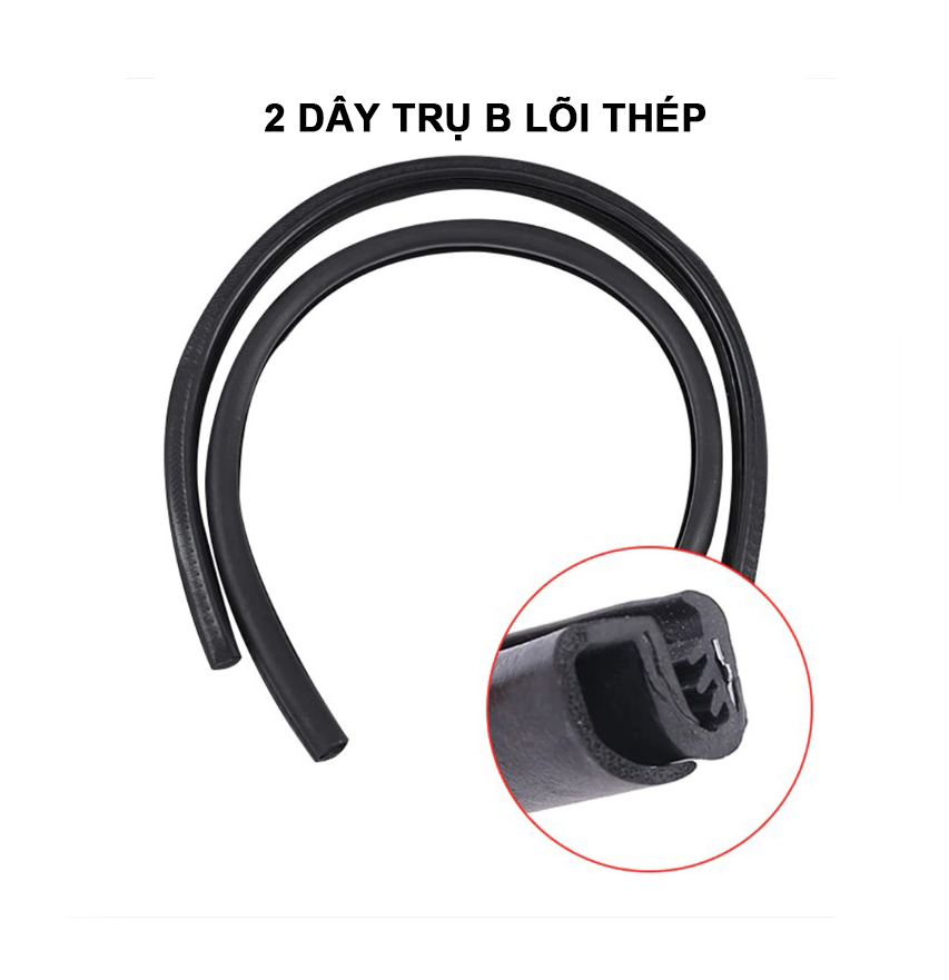 Gioăng Cột B Nẹp Cánh Cửa Ô Tô - Gioăng Cột B Lõi Thép 1 bộ 2 lắp vừa 2 cửa