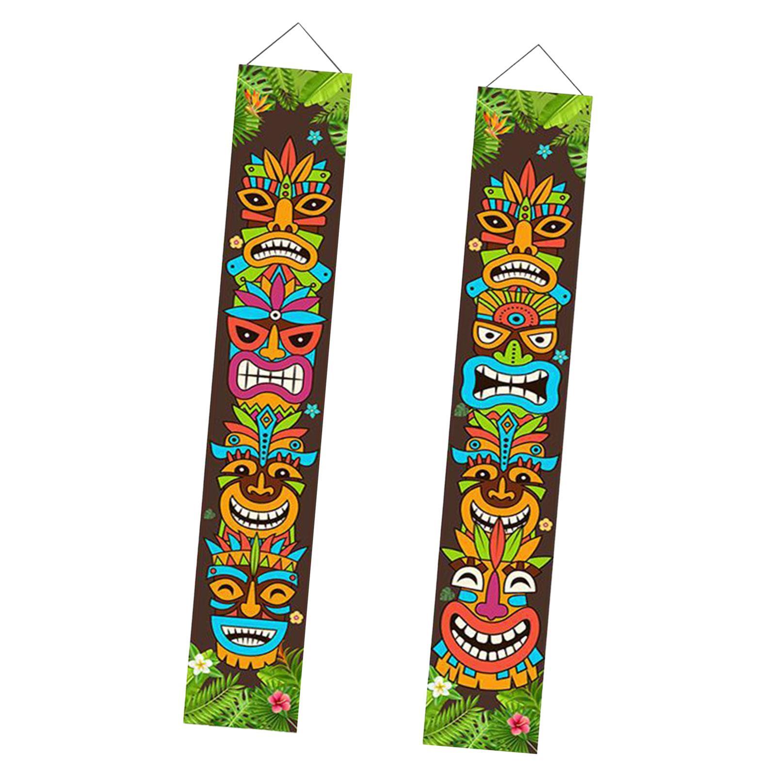 2 Pieces Banner Tropical Door Porch Banner Carnival Door Banner Sign for Shop Decoration Parade Car Backyard Room Decoration