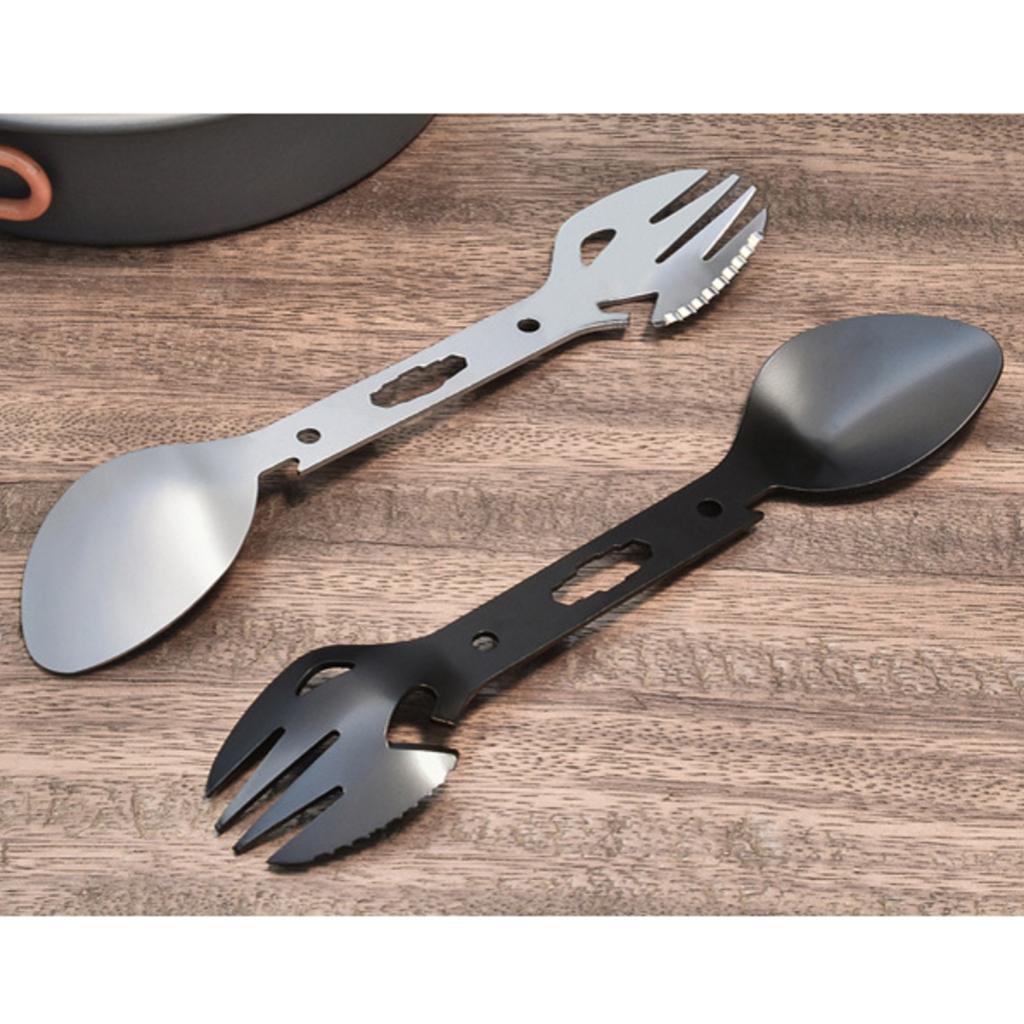 Multi-purpose Spork Camping Fork Spoon Bottle Beer Can Opener Outdoor Tableware