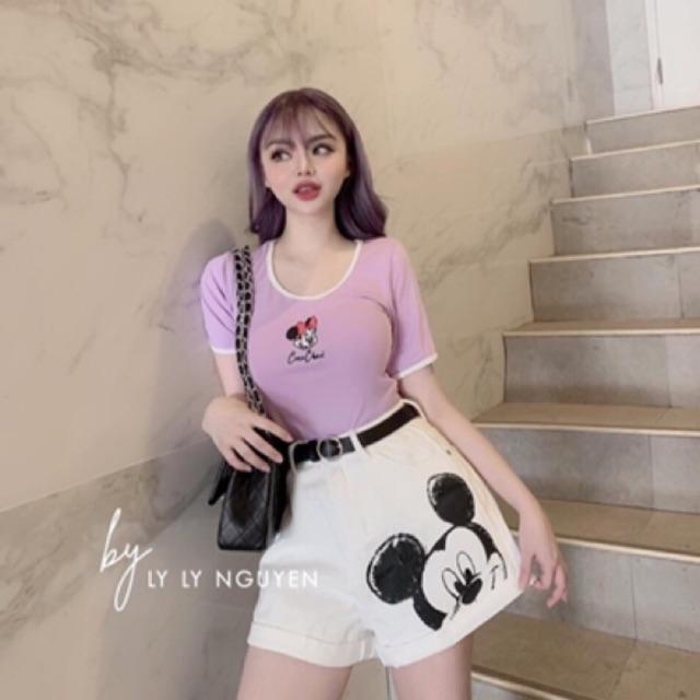 Áo croptop body thêu mickey, hình thật ảnh cuối