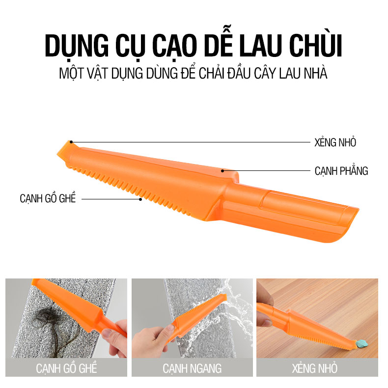 Cây lau tường trần nhà đa năng KITIMOP CELING chổi lau nhà, lau kính thông minh xoay 360 độ, cán tăng giảm chiều dài