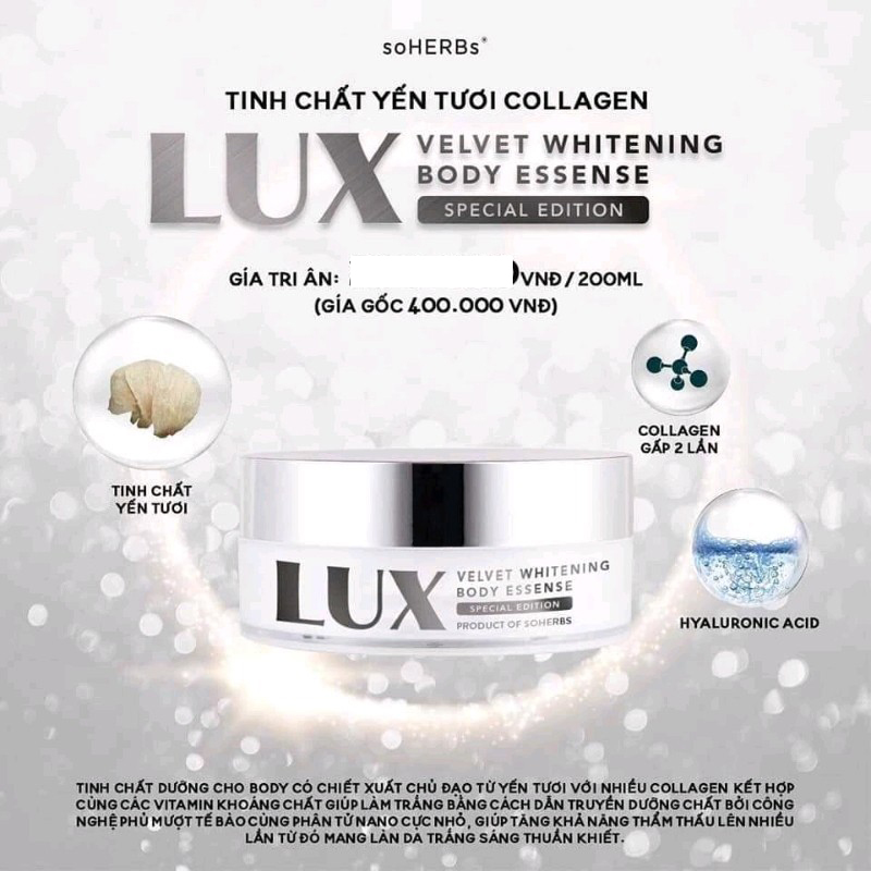 Kem Body Lux Dưỡng Trắng Da Từ Tinh Chất Yến Tươi Collagen