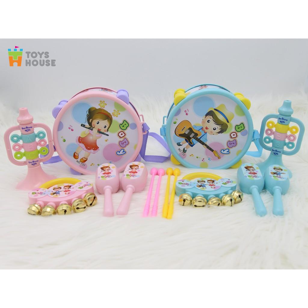 Set đồ chơi Xúc xắc, lục lạc, kèn, trống Toyshouse dành cho bé từ sơ sinh TH1220-733A-53 - giúp bé phát triển thị giác, thính