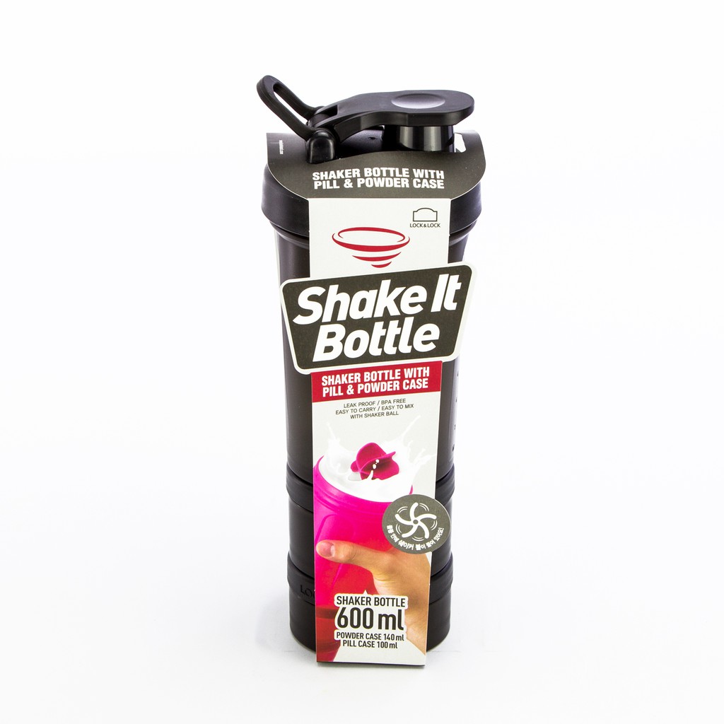 Bình Lắc Shake It Lock&amp;Lock HAP945 (600ml) - Hàng chính hãng, chất liệu nhưa PP, gioăng nắp silicone, sử dụng đựng thực phẩm bổ sung tập gym, sữa bột , bánh lắc giúp trộn đều - Tặng kèm ống hút và cọ rửa