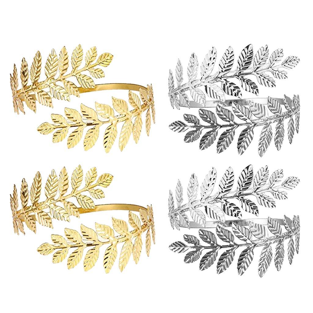 4Pc Fine Swirl Leaf Upper Arm Bracelet Armlet Cuff Bangle Armband Adjustable