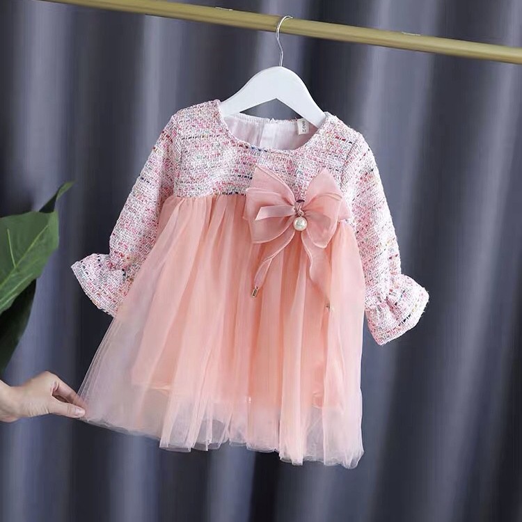 Váy đầm công chúa hồng chân ren babydoll