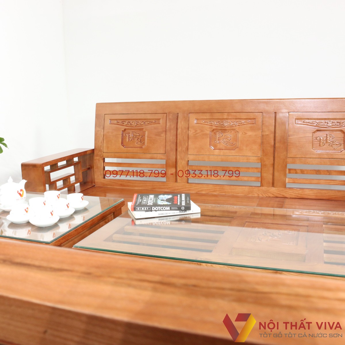 Bộ Bàn Ghế Sofa Gỗ Sồi Nga Chạm Phúc Lộc Thọ Đẹp Giá Rẻ